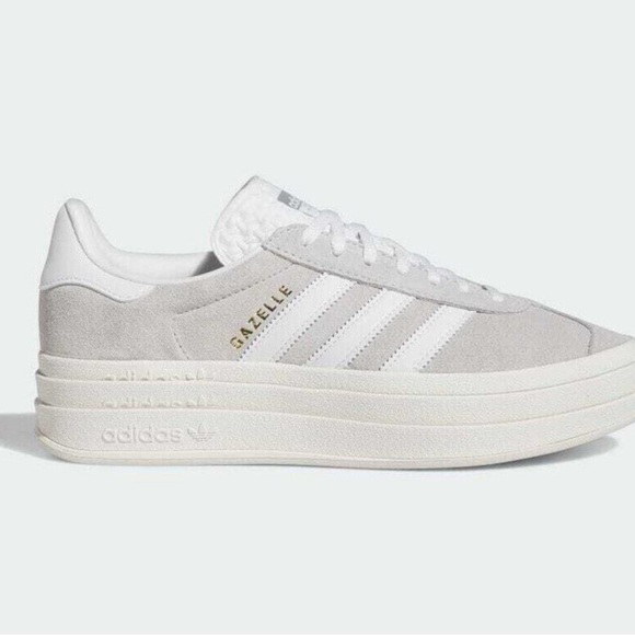 Women’s NEW Adidas Gazelle Bold in box, ash grey with white stripes Size 7.5 - Picture 2 of 4